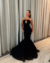2025 New Celebrity Red Carpet Dress Women Sexy Strapless Keyholes Bodycon Floor-Length Evening Party Outfit Cocktail Wear